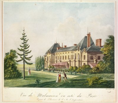 Veduta di Malmaison dal parco, inciso da Marchand Lefebvre, c.1790-1810 da Antoine Pierre Mongin